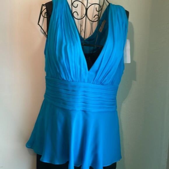 Emilio Pucci Gathered silk and cotton blend chiffon top azure size 8 - Picture 8 of 14
